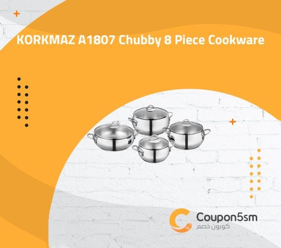 KORKMAZ A1807 Chubby 8 Piece Cookware Set